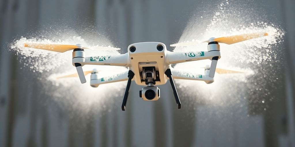 Power washing drone cleaning a surface with high pressure.