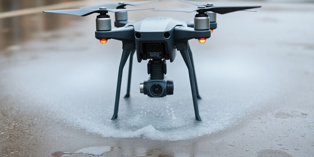 Power washing drone cleaning surfaces efficiently outdoors.